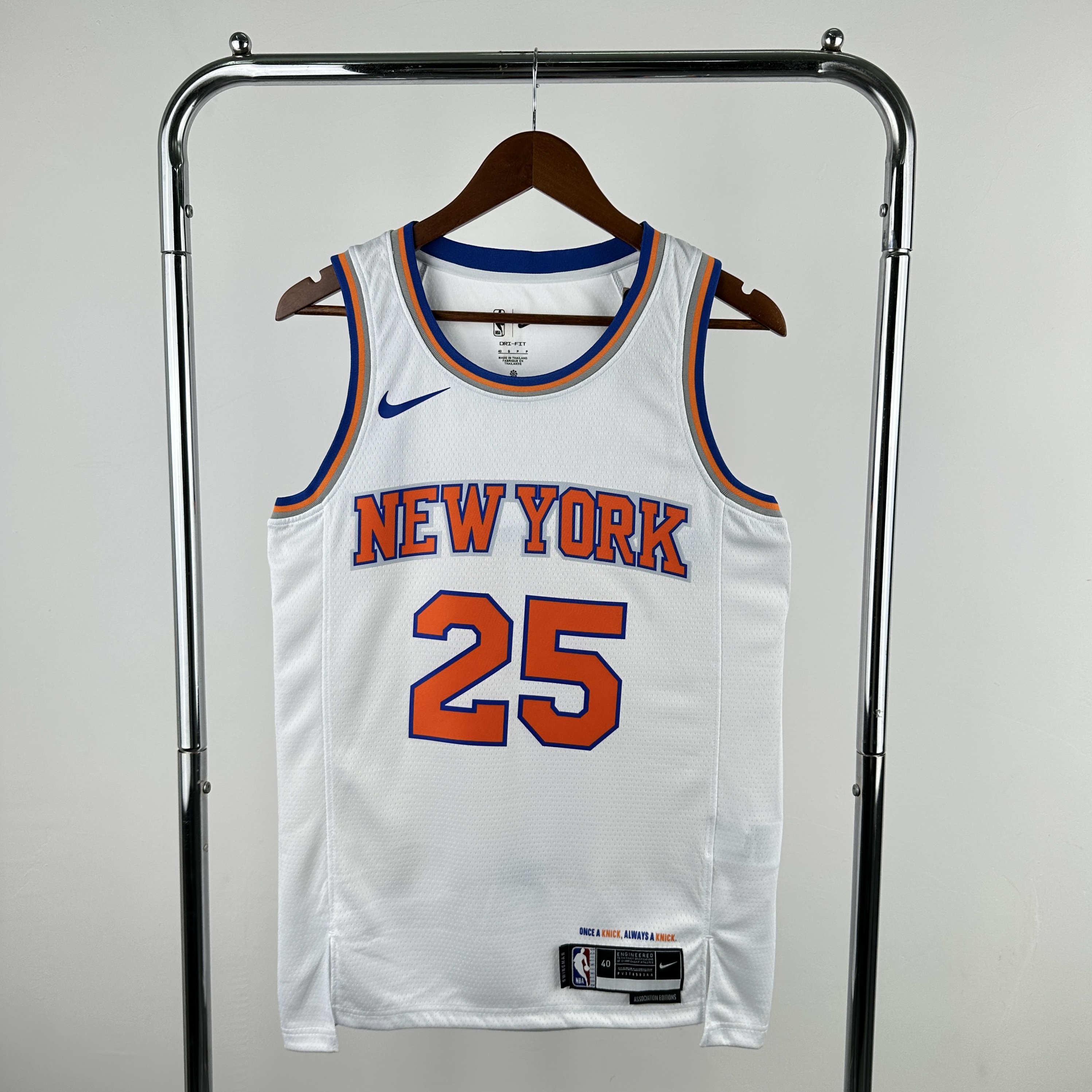 Men New York Knicks #25 Bridges White Season Nike 2025 NBA Jersey